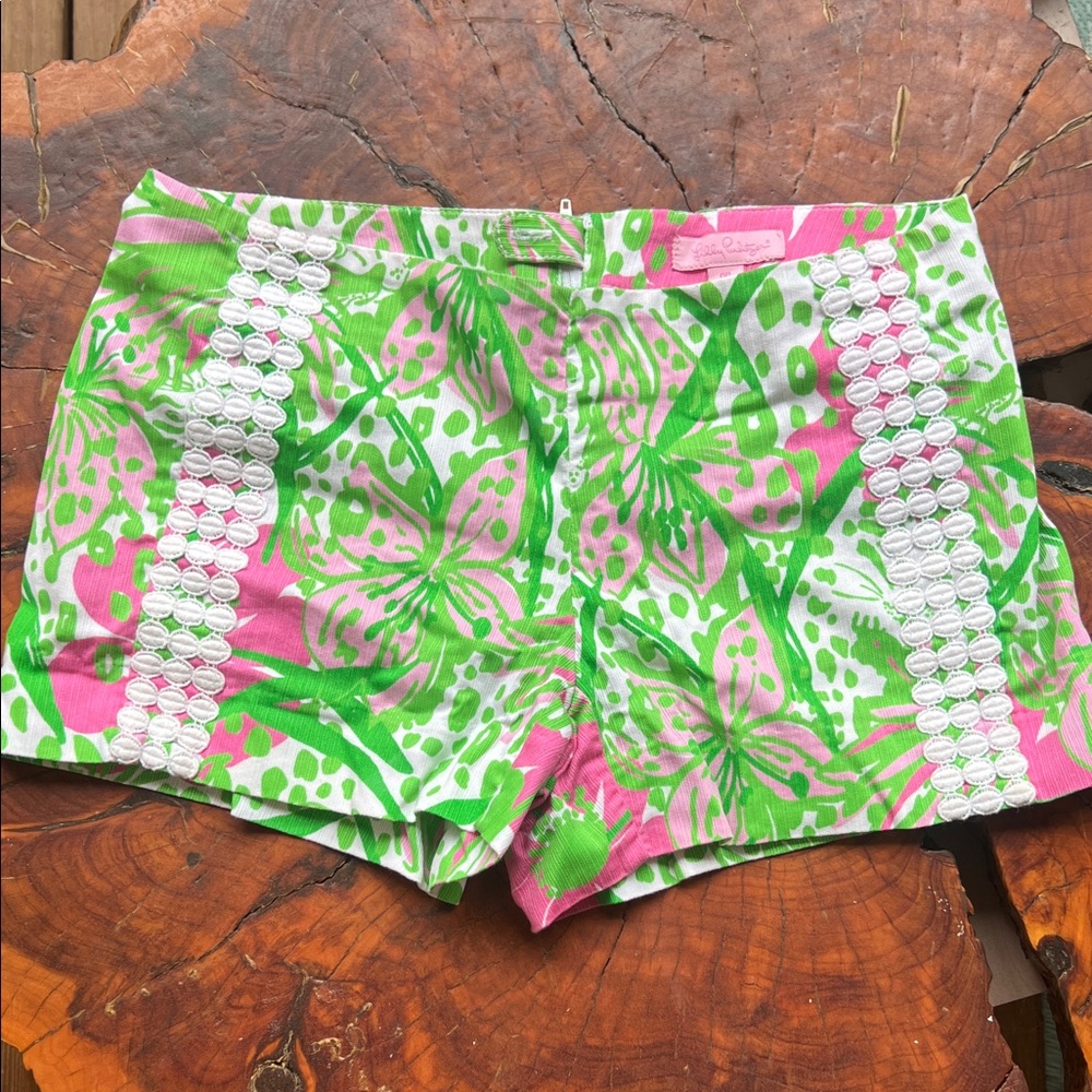 Lilly Pulitzer Green and Pink High Waist Shorts